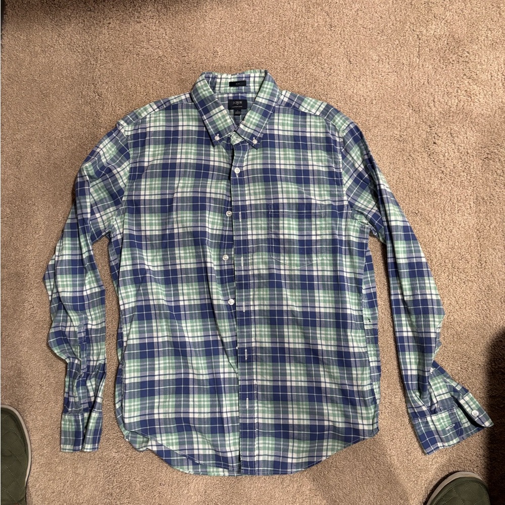 J. Crew Men’s Plaid Button-down Shirt Slim Large
